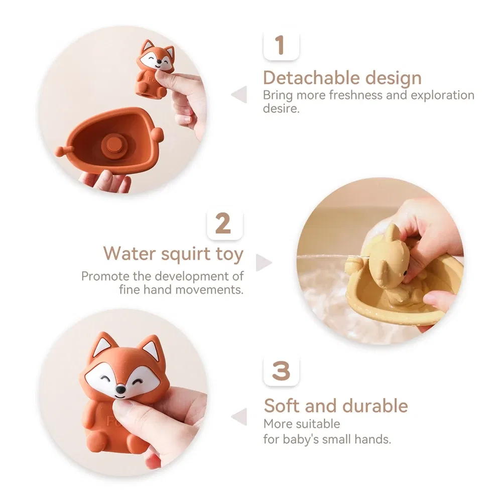 Color: black - Baby Bath Toys Animal Silicone Cartoon Astronauts Play With Water Toys Baby Silicone Sprinkler Bathtub Toy No BPA Swim Bathroom