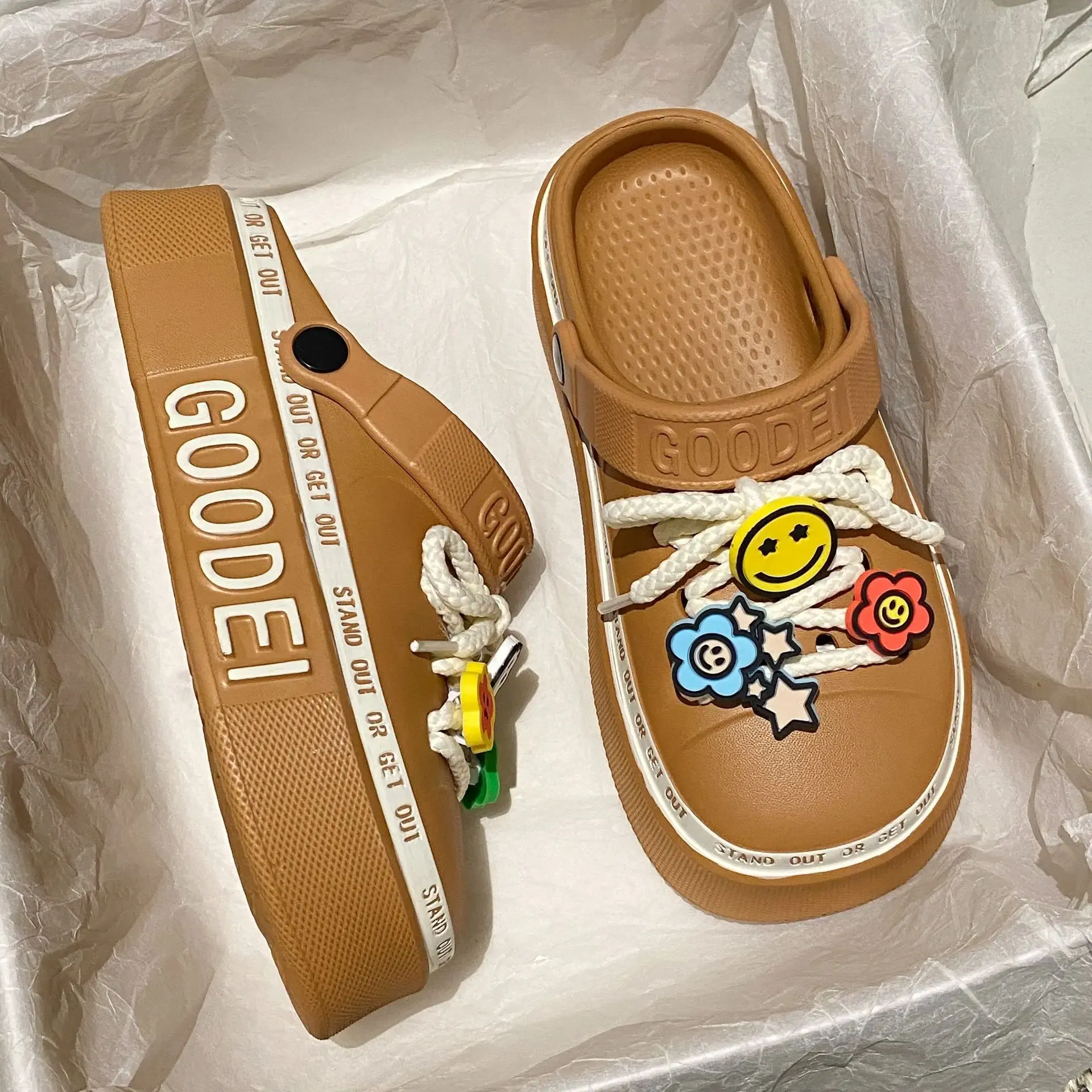 Color: Blue, Shoe Size: 3 - Women Sandals 2024 New Arrival Elegant Clogs Fashion Street Beach Slides Height Increasing Slippers For Girls