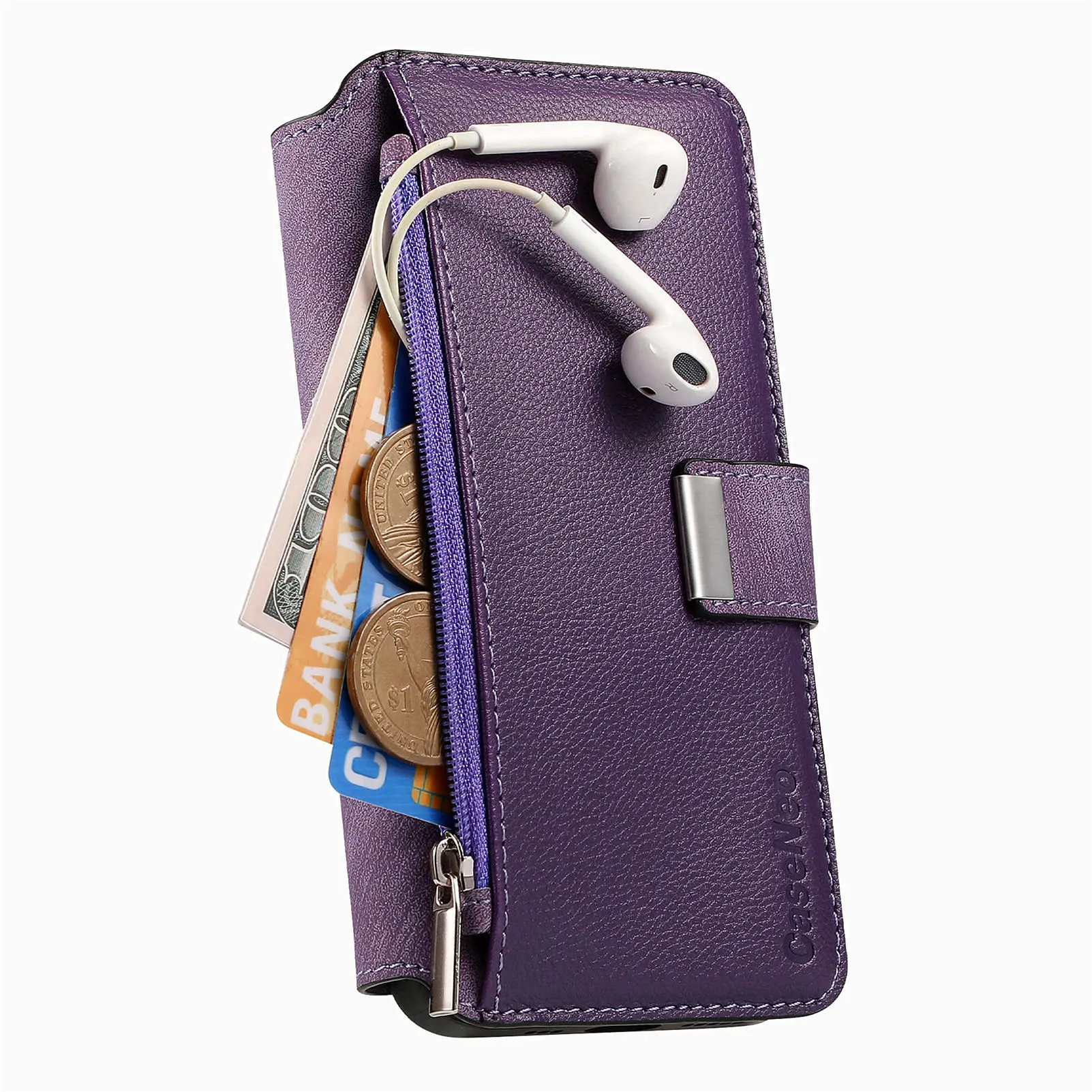 Color: Blue, Material: PU - With Magsafe Wallet Case For Xiaomi Poco X6 X5 X3 M6 M5S M4 M3 F6 F5 Pro F3 C31 Zipper Leather Multi 6 Card Slot Removable Cover