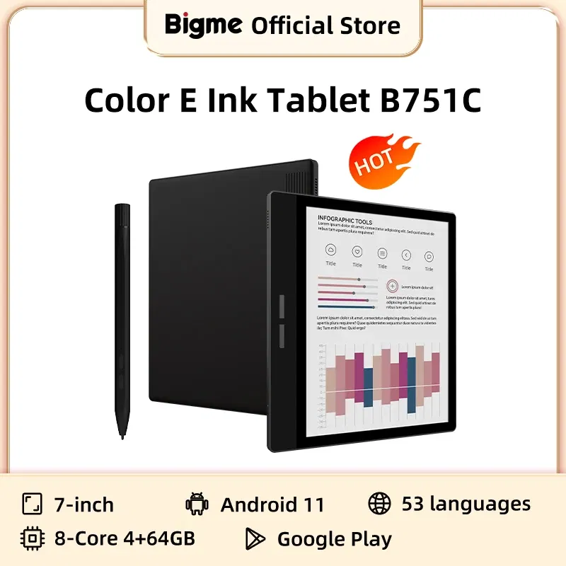 Color: black, Ships From: CHINA - New! Bigme B751C 7-inch color eink screen e-book reader electronic paper book reading e Ink ebook ereader tablet