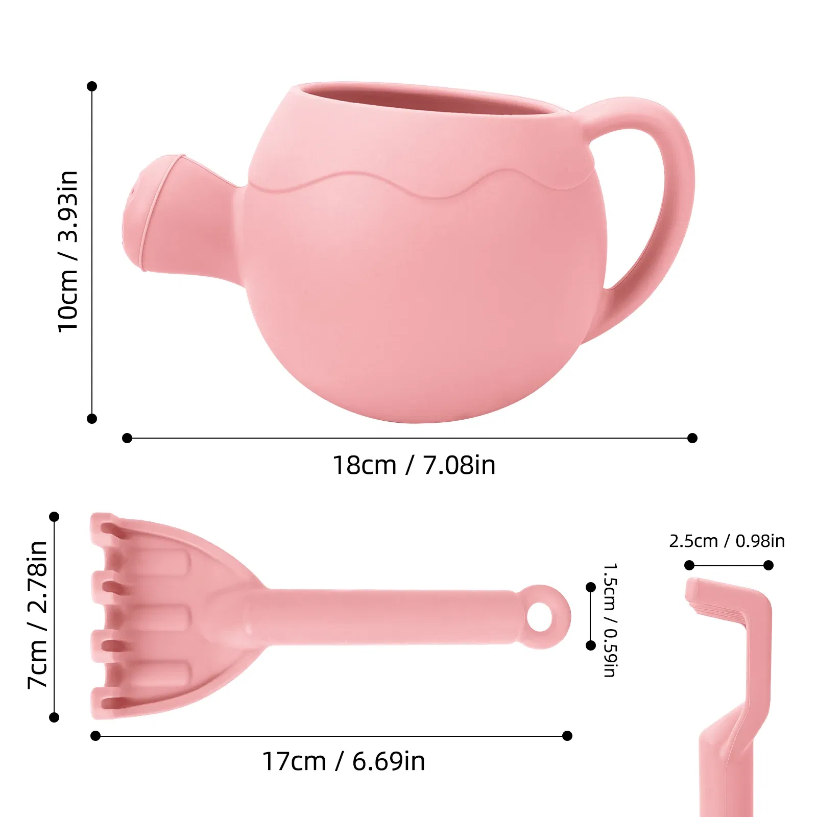 Color: light green - Summer Beach Toys Sand playing tools Soft Silicone Watering Pot Rake Set Play Sand Bucket Shovels Suitable for children outdoors