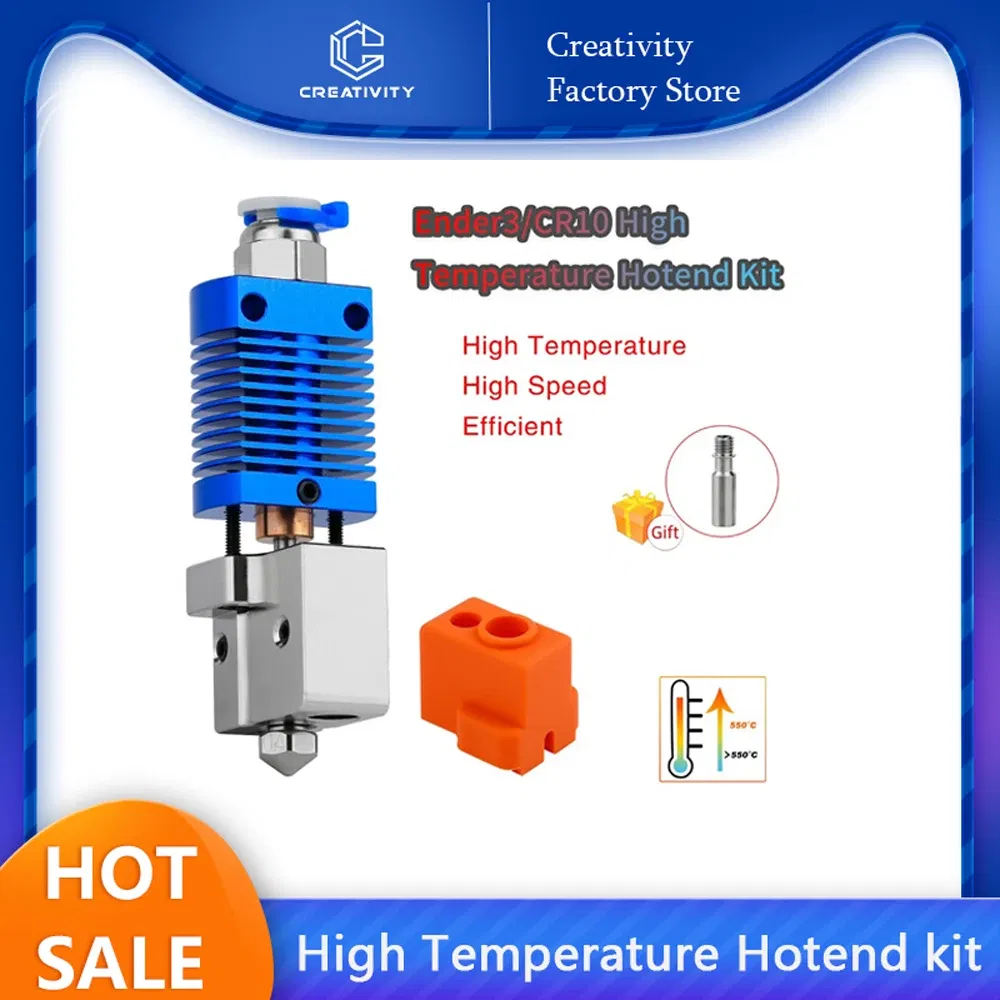 Color: green - Ender3/Ender 3V2/CR10 High Temperature 550?„? Hotend Kit Copper Plated Volcano Nozzle Heated Block Bimetal Throat Hotend Kit