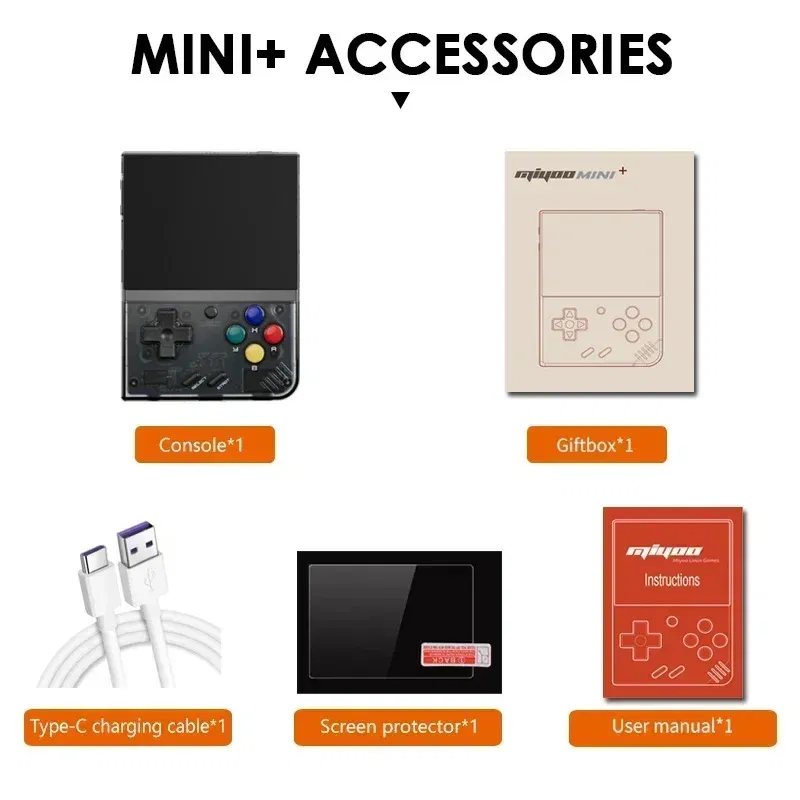 Color: Blue, Bundle: Bundle 1 - MIYOO Mini Plus Portable Retro Handheld Game Console V2 Mini+ IPS Screen Classic Video Game Console Linux System Children's Gift