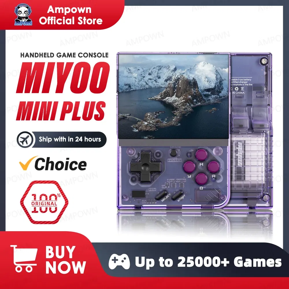 Color: Blue, Bundle: Bundle 1 - MIYOO Mini Plus Portable Retro Handheld Game Console V2 Mini+ IPS Screen Classic Video Game Console Linux System Children's Gift