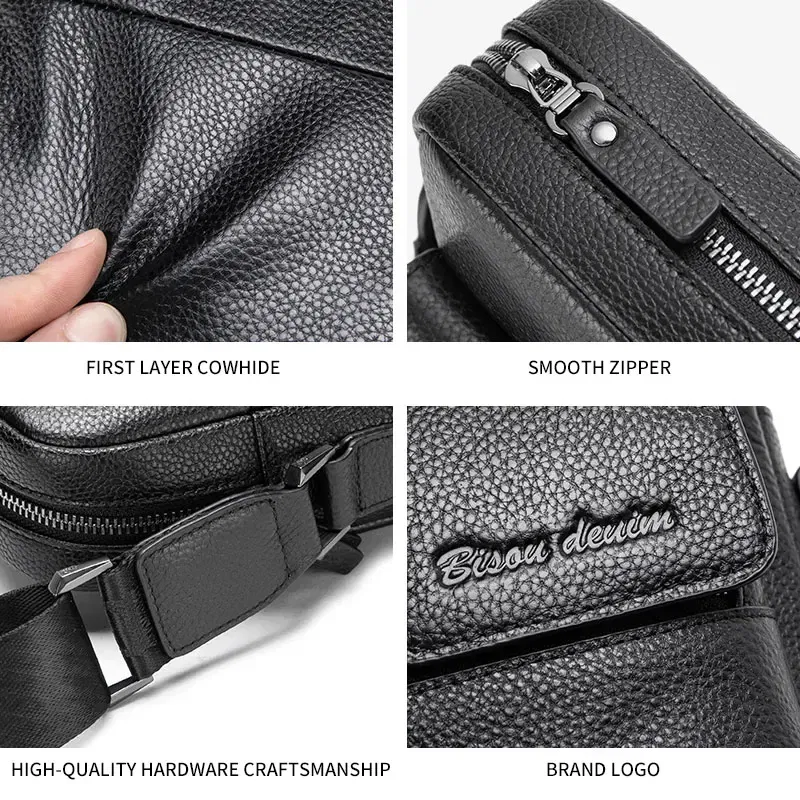 Color: Brown, Ships From: CHINA - BISON DENIM Genuine Leather Crossbody Bag Men Women Messenger Casual Cowhide Shoulder Bag High Quality Business Male Handbags