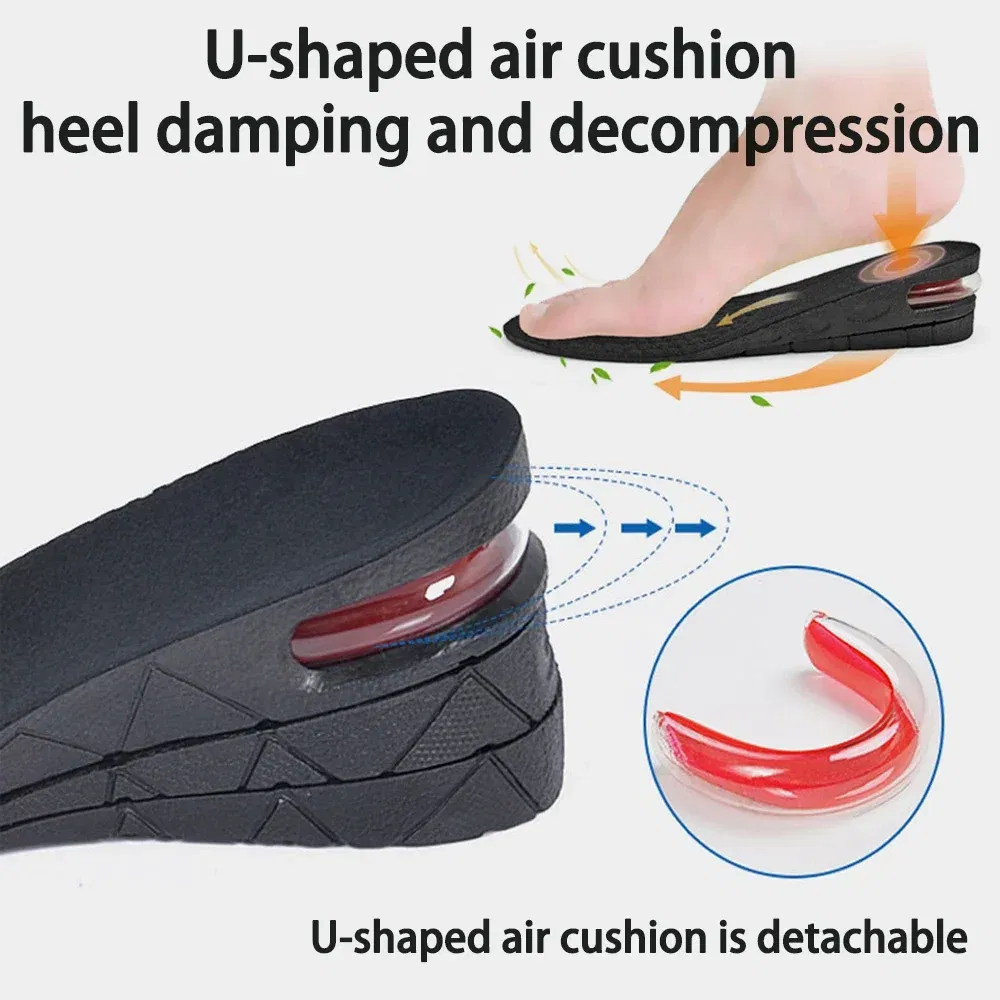 Color: Blue, Ships From: CHINA - Height Increase Insole Invisible Heightening Template Air Cushion Shoe Inserts Variable Height Insoles Adjustable Cut Foot Pad