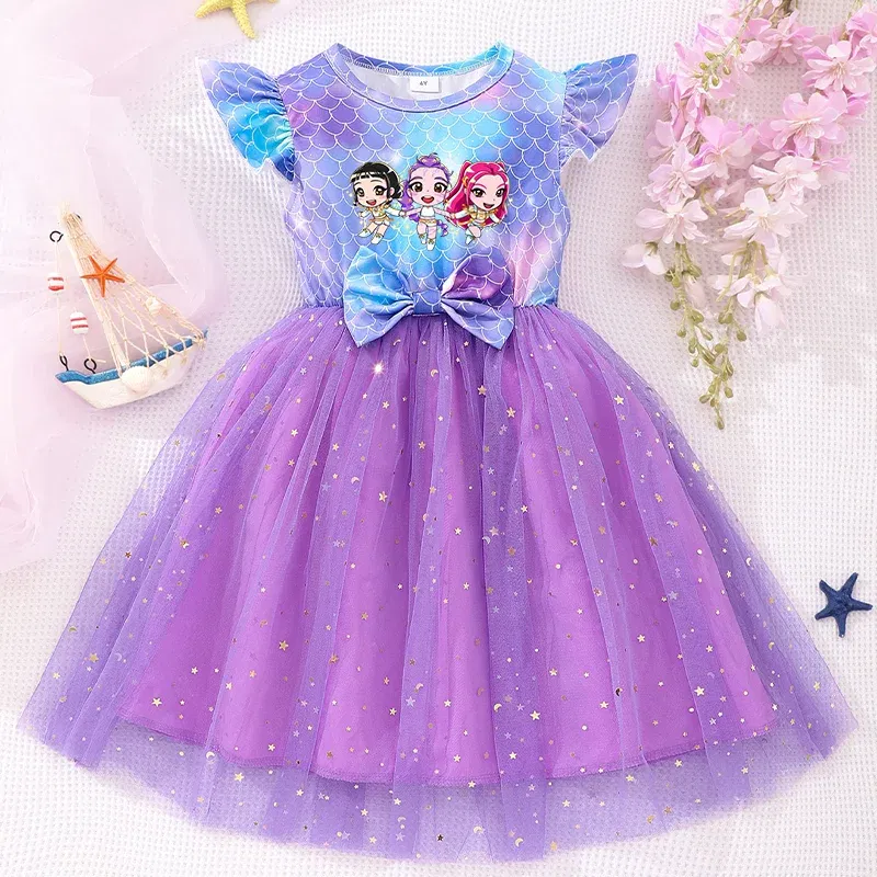 Color: Ivory, Size: One Size, Ships From: CHINA, Height: 164 - KPop Demon Hunter Christmas Princess Dress Girl Fashion Casual Autumn Butterfly Dress Wedding Birthday Party Dress Gift Clothes