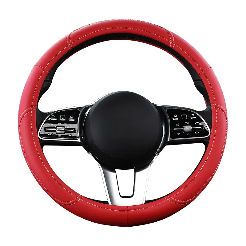 Color Name: Red - Car Anti-Slip Leather Steering wheel Cover Universal car Steering Wheel Protective Cover Fashion Style 38cm Pink