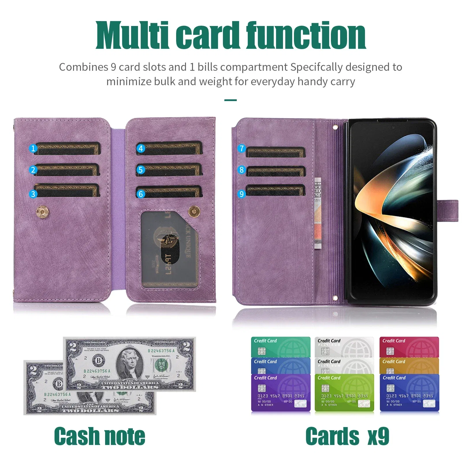 Color: Brown, Material: aluminum - Crossbody Wallet Phone Case for Samsung Galaxy Z Fold 6 5 4 3 Fold5 Fold4 Fold6 5G Card Holder Stand Lanyard Flip Leather Cover
