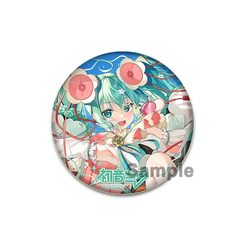 Color: Gold, Size: M - 58/44/32mm Miku Anime Round Pins Cartoon Badges Cosplay Handmade Tinplate Brooch on Backpack Clothes Chest Ornament Gifts