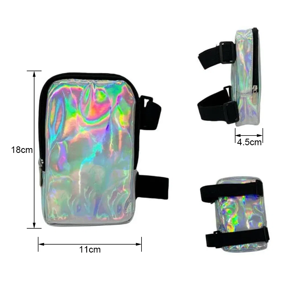 Color: green - Women's Holographic Thigh Bag Adjustables Straps Waist Pouch For Outdoor Waterproof Running Waist Bag Sports Mobile Phone Holder