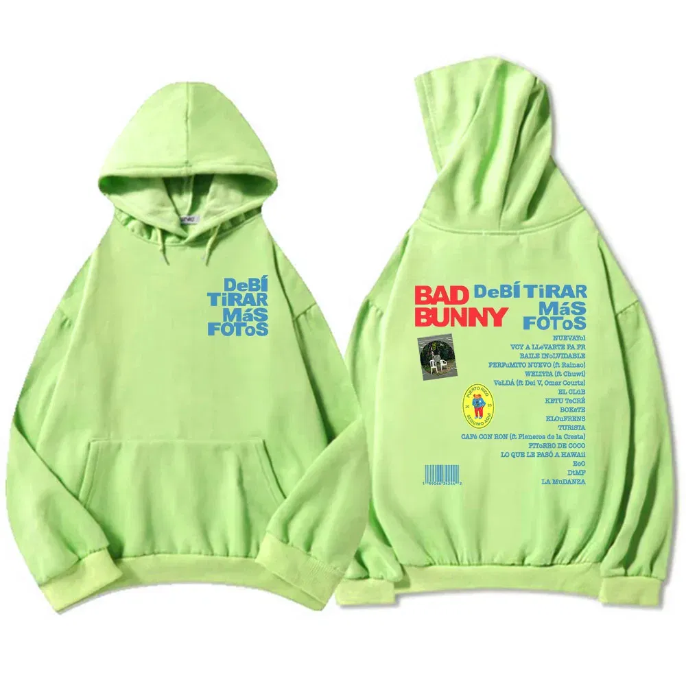 Color: Lavender, Size: L - Unisex Streetwear Bad Bunny DTMF Hoodies 2025 New Album Deb? Tirar Más Fotos Printing Sweatshirts Winter Comfortable Male Hoodie