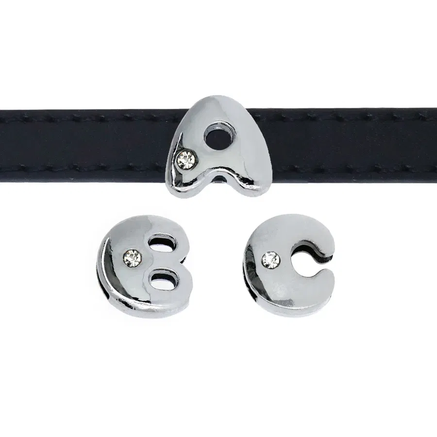 Color: VIOLET - 8mm Fat Slide Letters Charms Bracelet Women Jewelry Making 1pc Slide Alphabet A-Z DIY Wristband Belt Keychain Pet Collar