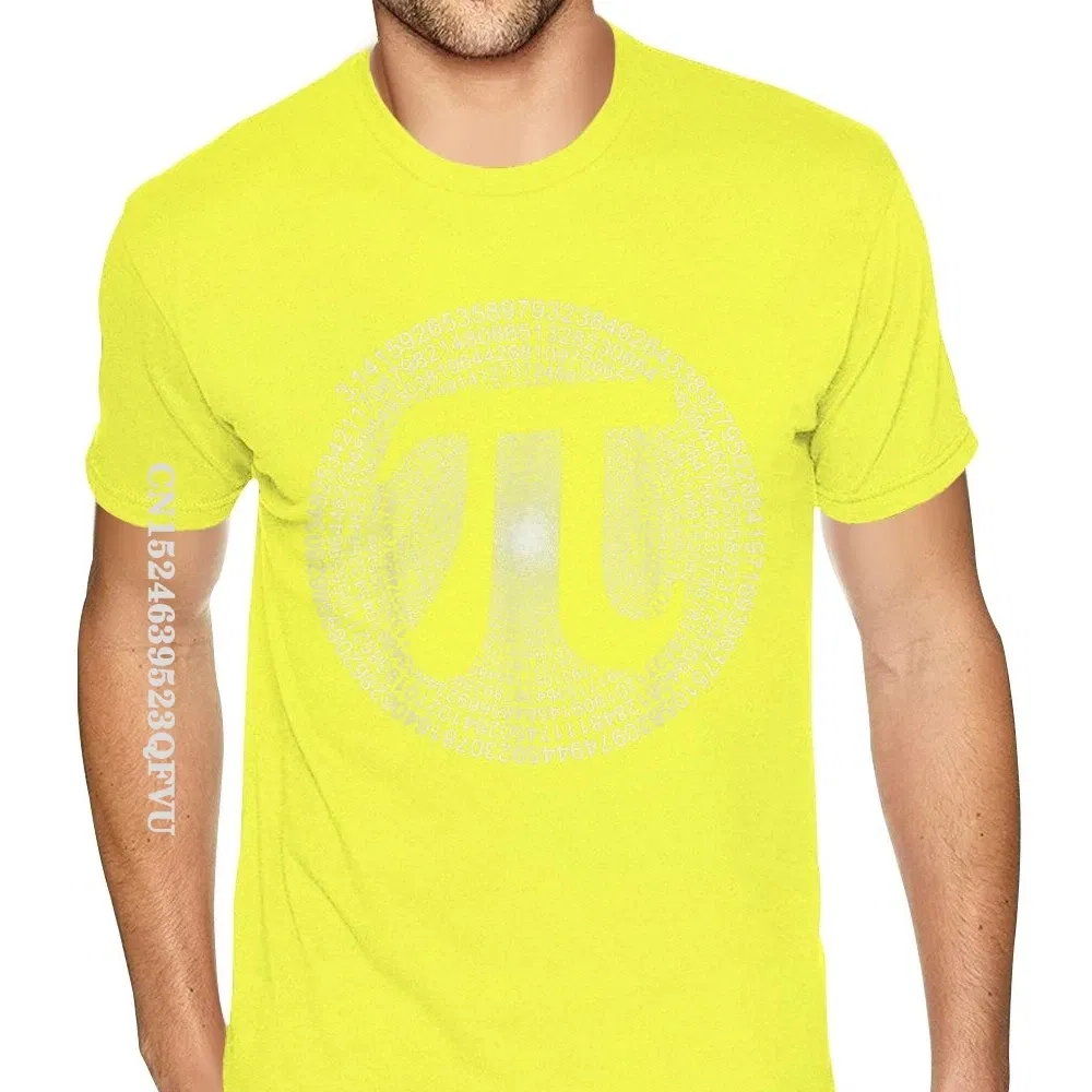Color: Yellow, Size: L - Classic Pi T Shirt 3,14 Pi Number Symbol Math Science Gift Tee Shirts For Men Make Your Own Soft Cotton HipHop Print Tee