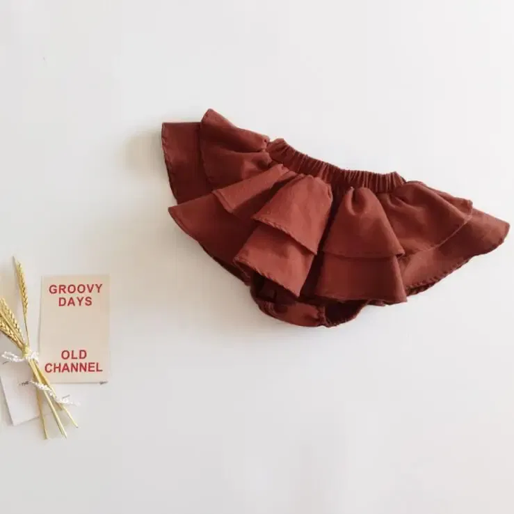 Color: Orange, Kid Size: 4T - Double Layers Ruffles Lace Baby Skirt Pants Summer Cotton Linen Kids Pettiskirt Toddler Dancing Wedding Clothing Tutu Skirt