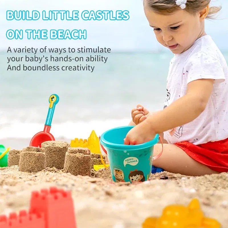 Color: Light Grey - Children Beach Toys Summer Outdoor Games Sand Play Plastic Bucket Watering Bottle Shovels Kids Beach Water Game Toys Tools Gifrs