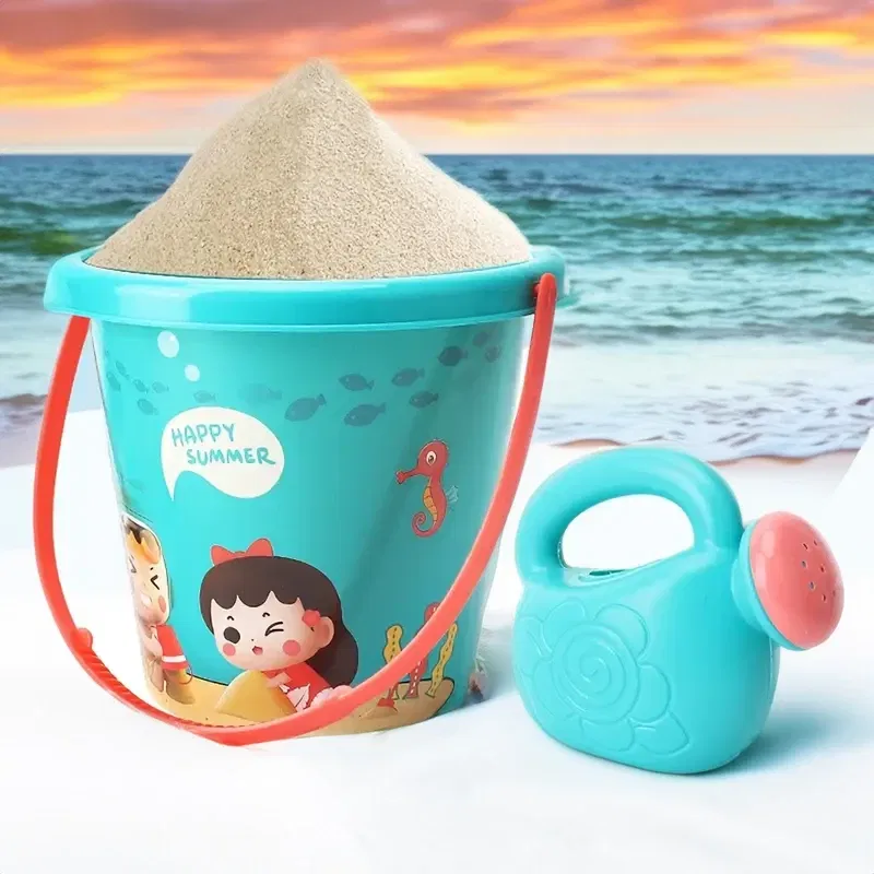 Color: Light Grey - Children Beach Toys Summer Outdoor Games Sand Play Plastic Bucket Watering Bottle Shovels Kids Beach Water Game Toys Tools Gifrs