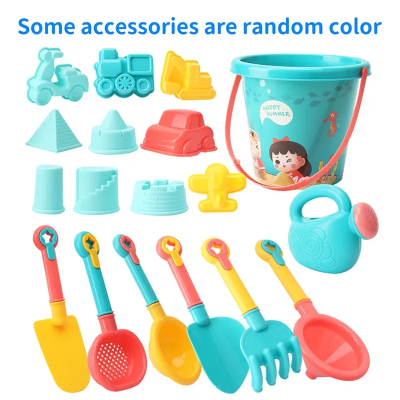 Color: Light Grey - Children Beach Toys Summer Outdoor Games Sand Play Plastic Bucket Watering Bottle Shovels Kids Beach Water Game Toys Tools Gifrs