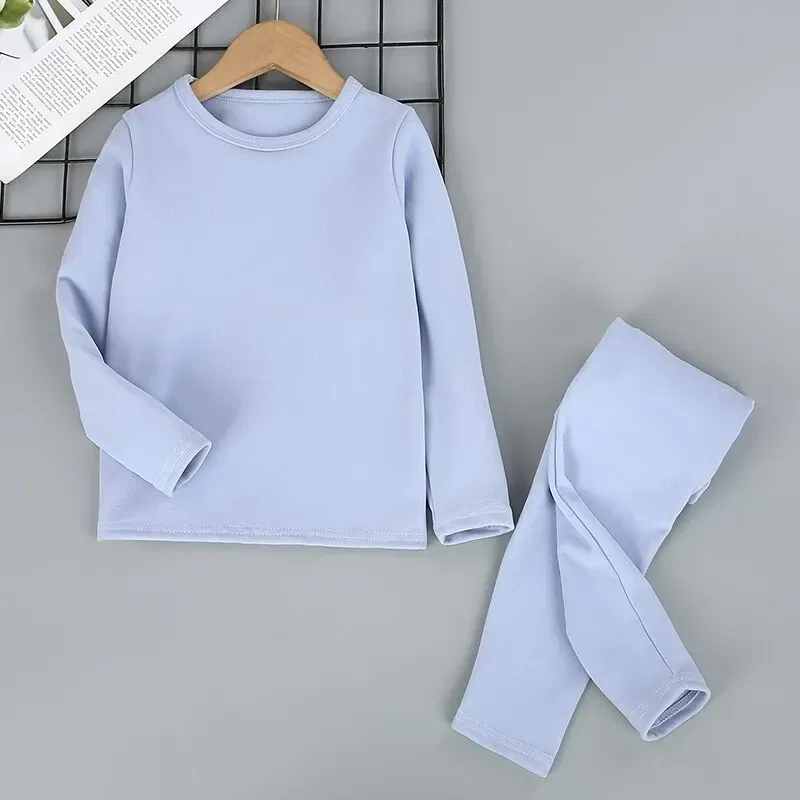 Color: GRAY, Kid Size: 15 - 2-Piece Children's Thermal Underwear Suit boys' Autumn Clothes And Trousers Padded Cotton Sweater Girls' Casual Joker Home Cloth