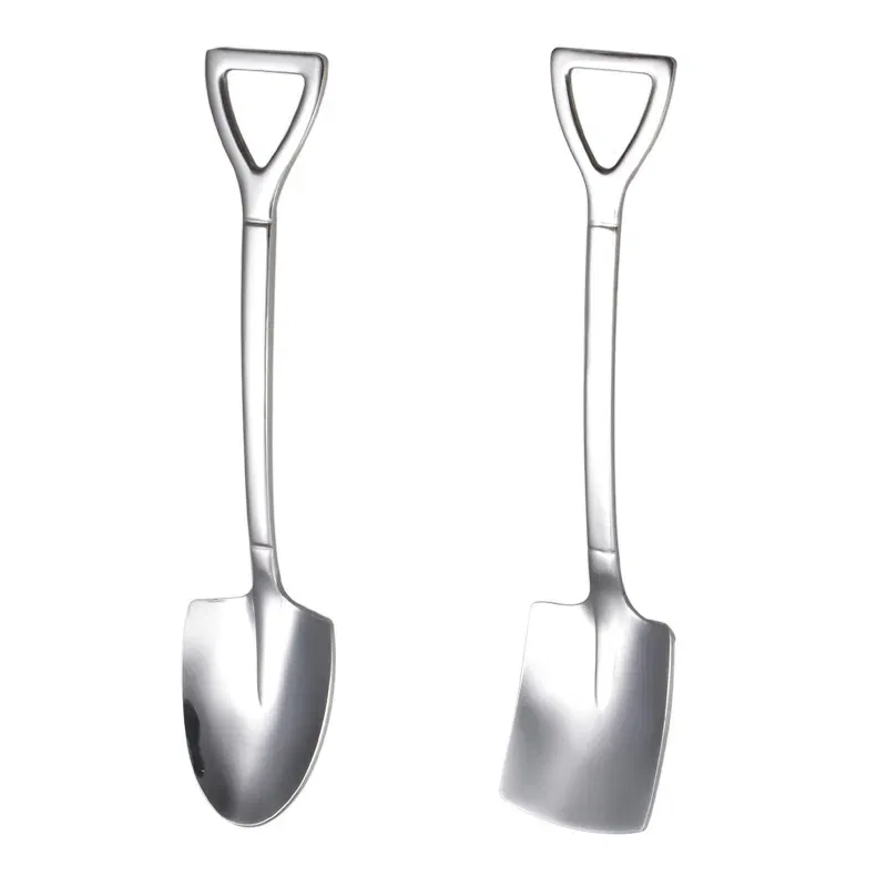 Color: WHITE, Ships From: CHINA - Stainless Steel Coffee Tea Spoon Creative Retro Shovel Scoop for Dinner Ice Cream Dessert Watermelon Kitchen Tableware Bar Tool