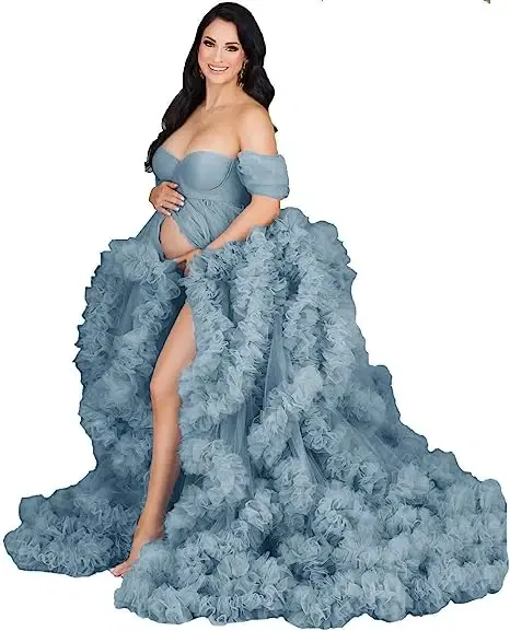 Color: MULTI, Maternity Size: L, Ships From: CHINA - Tulle Long Maternity Dress Photoshoot п?»?°?‚ь?µ photography dresses baby shower dresses for pregnant woman п?»?°?‚ь?µ д?»я ?±?µр
