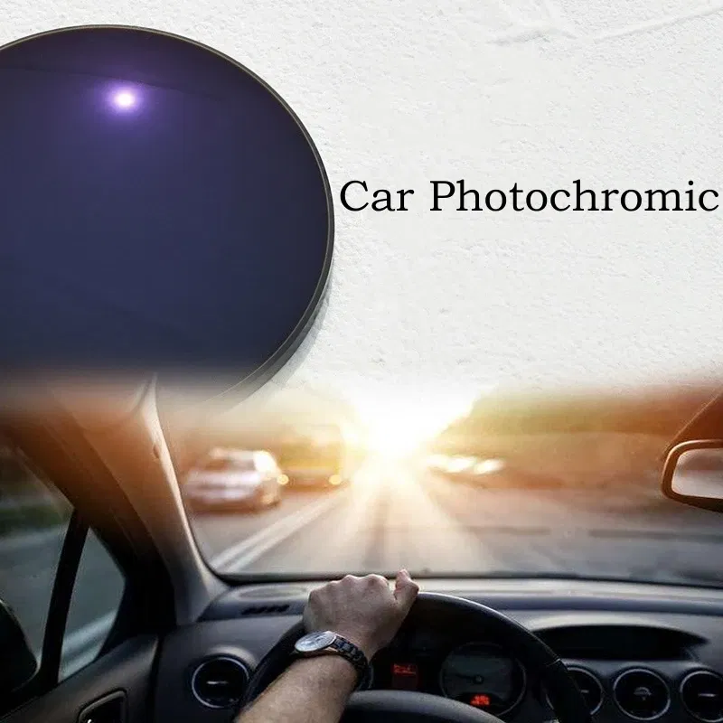 Lenses Color: GRAY - MOMOJA 1.56/1.61 Chameleon Driving Lens Anti-blue Ray Anti-glare Photochromic Lens Anti-scratch Anti-reflection HMC lens 1 pair