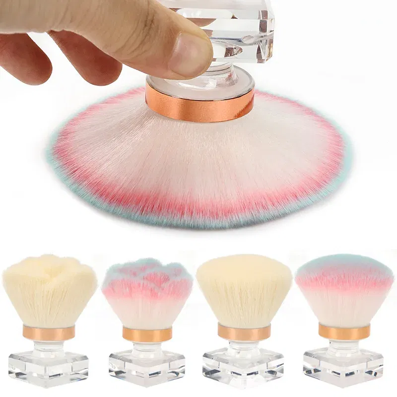 Color: Pink - Nail Tool Dust-proof Brush Korean Fragrance Cleaning Dust-proof Brush Powder Blusher Brush Makeup Brush Rose Brush