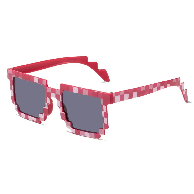 Lenses Color: Red - 2021 New fashion Sun Glasses Hot Sale Sunglasses Creeper Glasses Novelty Mosaic Funny Goggles Boys Girls Pixel Eyewear