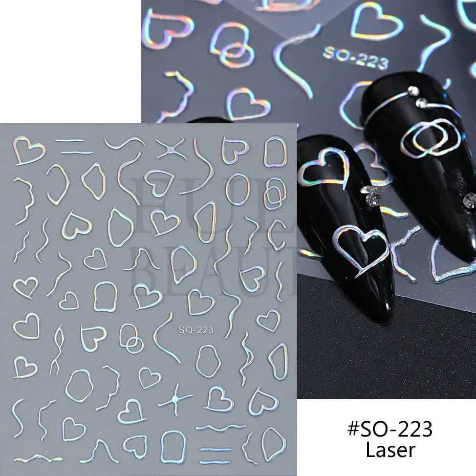 Color: Blueviolet - Sliver Stars Nails Stickers 3D Bronzing Laser White Cross Starlight Glossychic Y2k Stylish Adhesive Manicure Decorations SO-167