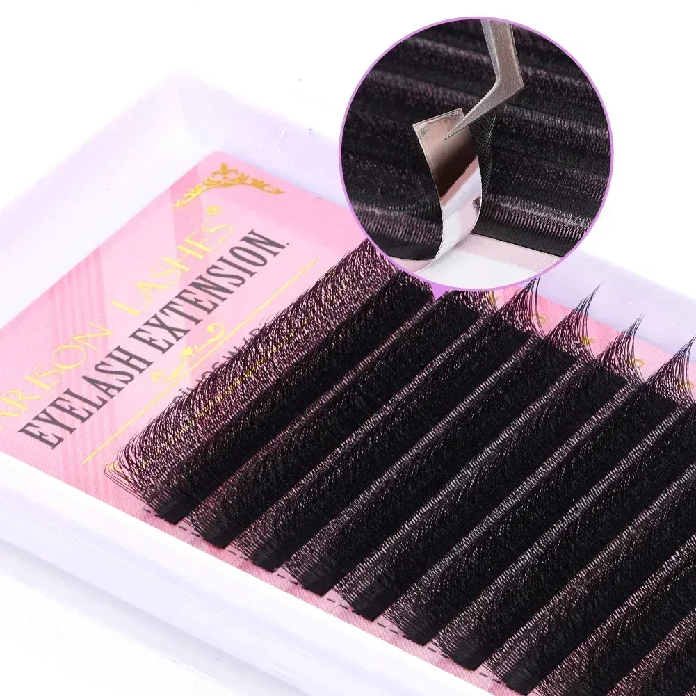 Color: Brushed Brass, Curl: C, Thickness: 0.07mm, Length: 12mm - ARISON LASHES W Shape 3/4/5/6D Eyelashes Extension Premade Volume Fans YY-shape Lashes Faux Mink Soft Easy Faning Natural Lashes