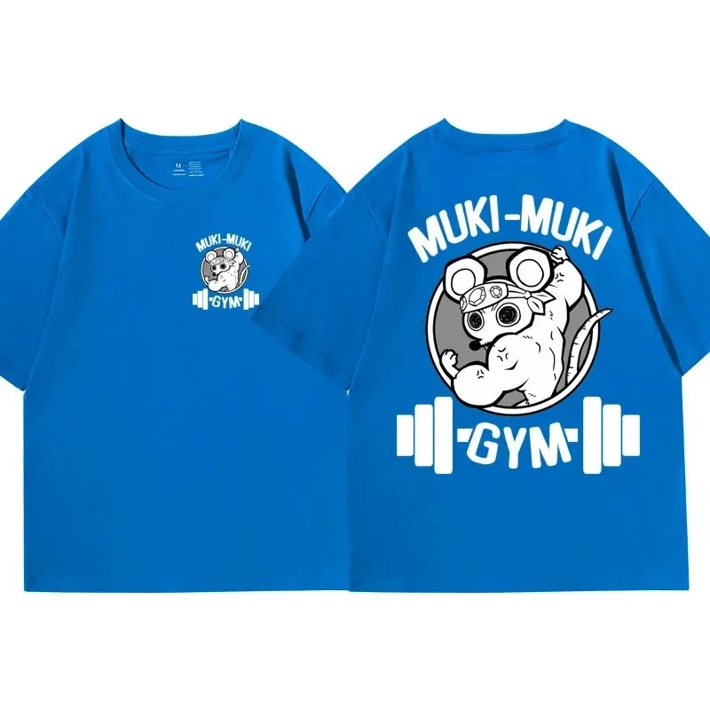 Color: black, Size: XL - Anime Demon Slayer Uzui Tengen Print T-shirts Unisex Funny Ninja Mice Muki Muki Gym T Shirt Muscular Mouse Oversized T-shirt