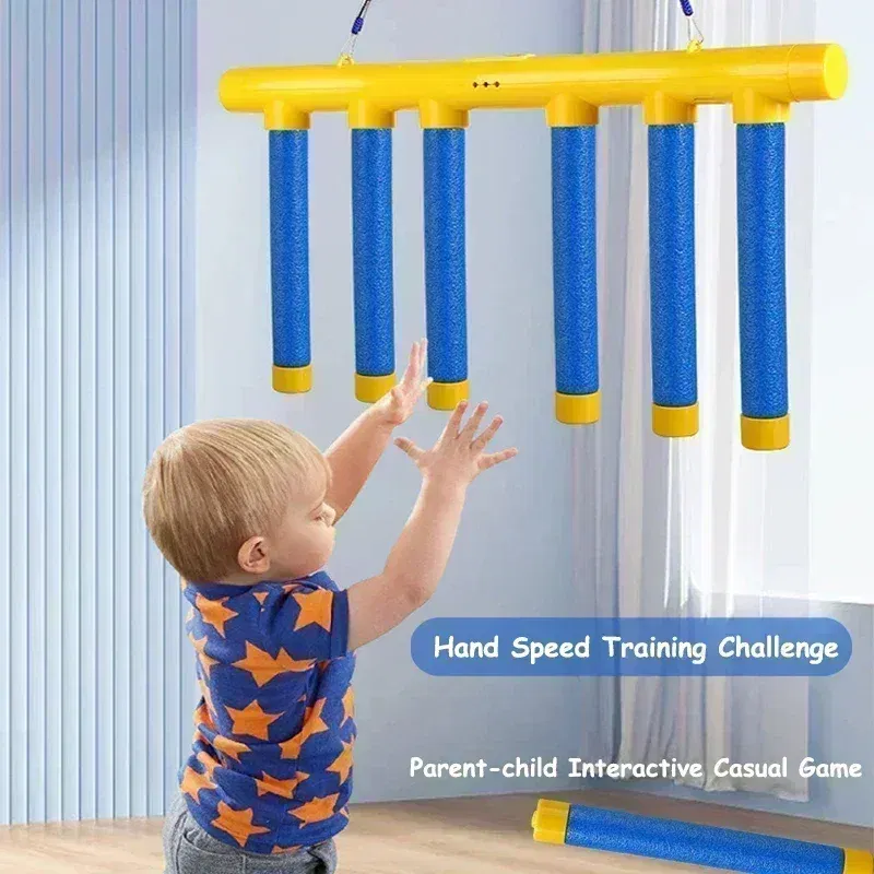 Color: Blue - Challenge Falling Sticks Game Kids Stick Catching Toy Training Reaction Ability Educational Parent-Child Interactive Toy Sports