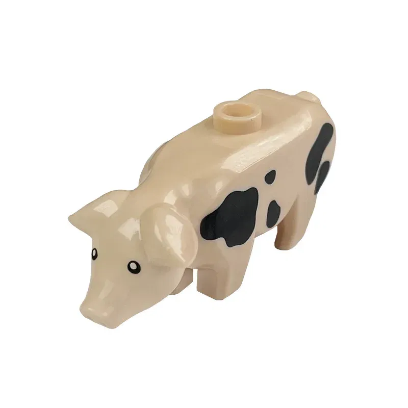 Color: Chrome Silver - MOC City Animal Building Block Figures Hare Dairy Cow Squirrel Dolphin Pug DIY Farm Street View Accessories Bricks Toys Gifts