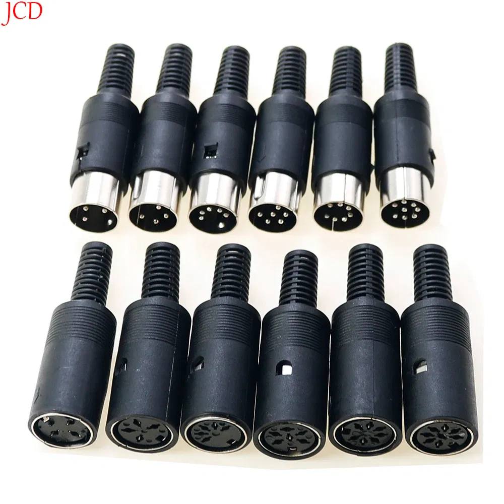 Color: Dark Grey - 5pcs 3P 4P 5P 6P 7P 8Pin DIN Male/Female Plug Jack with Plastic Handle Keyboard Cable Connector Adapter PS2