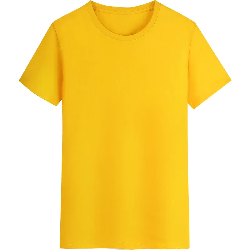 Color: Yellow, Size: M, Ships From: CHINA - YOTEE Round Neck T-shirt Cotton Logo Customized Embroidery Personal Group Fashion T-shirt Logo Customization