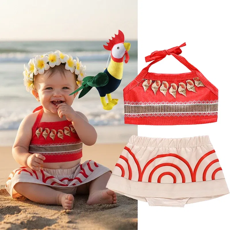 Color: black, Kid Size: 5 - Little Girls Cospaly DISNEY Moana Kids Two Pcs Set Top +Pants Infant Vaiana Role Play Festival Princess Costume Casual Clothes
