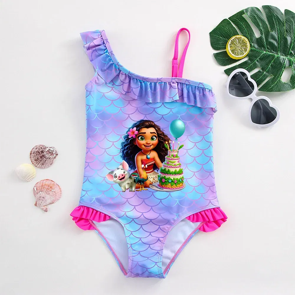 Color: Dark Grey, Kid Size: 18M - Moana Baby Girl Mermaid Fish Scale Print Swimsuit One-Piece Swimwear Toddler Bathing Suit Beach Outfit