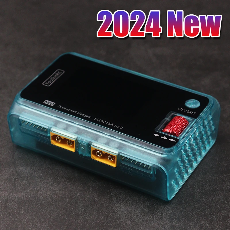 Color: Black - 2024 ToolkitRC M6D 500W 15A DC Dual Channel MINI Smart Charger Discharger For 1-6S Lipo Battery FPV Model Spare Parts