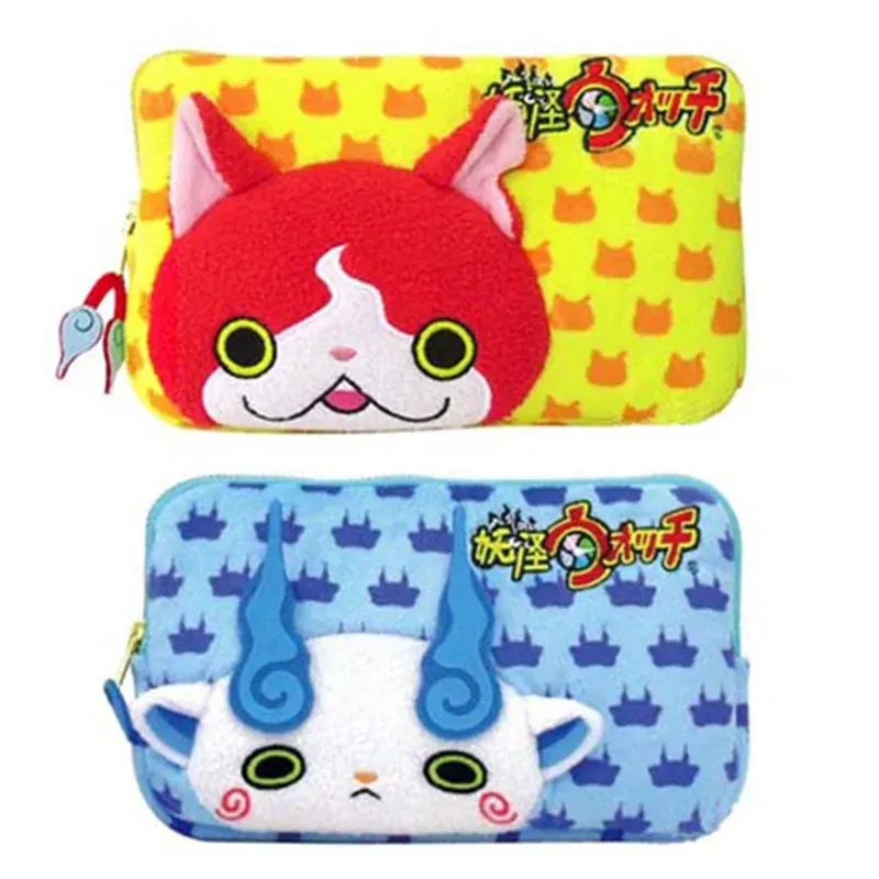 Color: Beige - New Cute Yo-Kai Watch Jibanyan Komasan Girls Kids Woman Plush Make up Cosmetic Bags Cases Storage Pencil Bags For Children