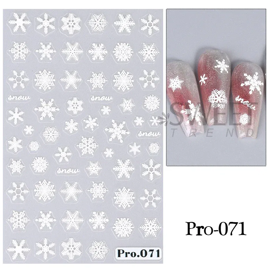 Color: GRAY - 5D Embossed Elk Nail Art Sticker Cute Christmas Winter Santa Claus Snowflake Gingerbread Man Engraved Slider Manicure Decoration