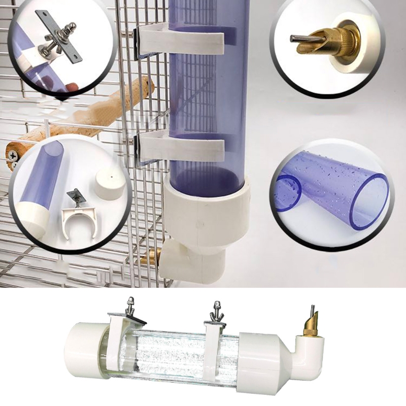Color: WHITE, Size: M - Parakeet Bird Feeder Pet Cage Hanging Automatic Food Bowl Drinking Water Dispenser for Parrot Budgies Cockatiel