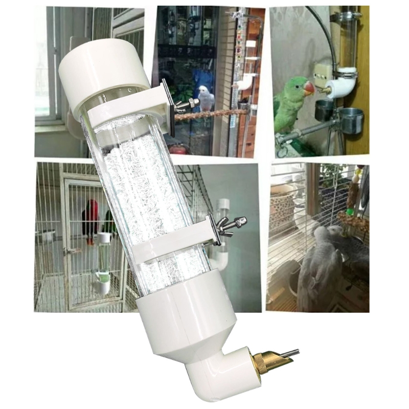 Color: WHITE, Size: M - Parakeet Bird Feeder Pet Cage Hanging Automatic Food Bowl Drinking Water Dispenser for Parrot Budgies Cockatiel