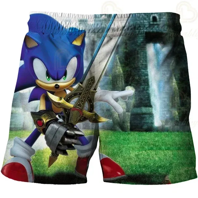 Color: WHITE, Kid Size: 2T - New Anime Kids Sonic Shorts Fashion Boys Girls Clothes Harajuku Cute Baby Cartoon Casual Summer Boy Boy Beach Pants