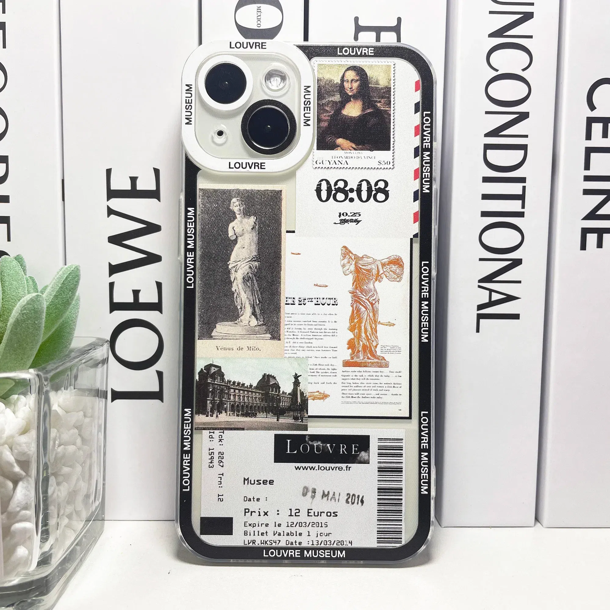 Color: black, Material: Nylon - Van Gogh David Museum Tickets Stickers Collage Art Phone Case For iPhone 14 13 12 11 Pro Max Mini XS X XR SE 7 8 Plus Soft Cover
