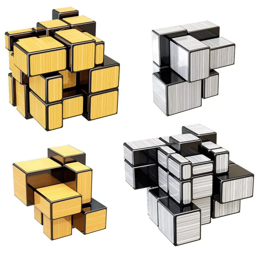 Color: Yellow - SENGSO Mirror Magic Cube 2x2 3x3 Golden Silver Magic Cubo Profession Puzzle High Quality Children's Toys