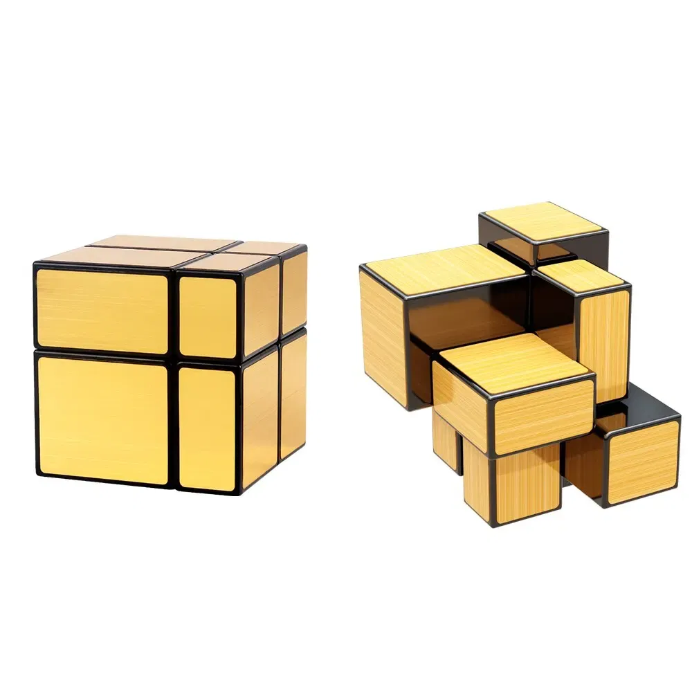Color: Yellow - SENGSO Mirror Magic Cube 2x2 3x3 Golden Silver Magic Cubo Profession Puzzle High Quality Children's Toys