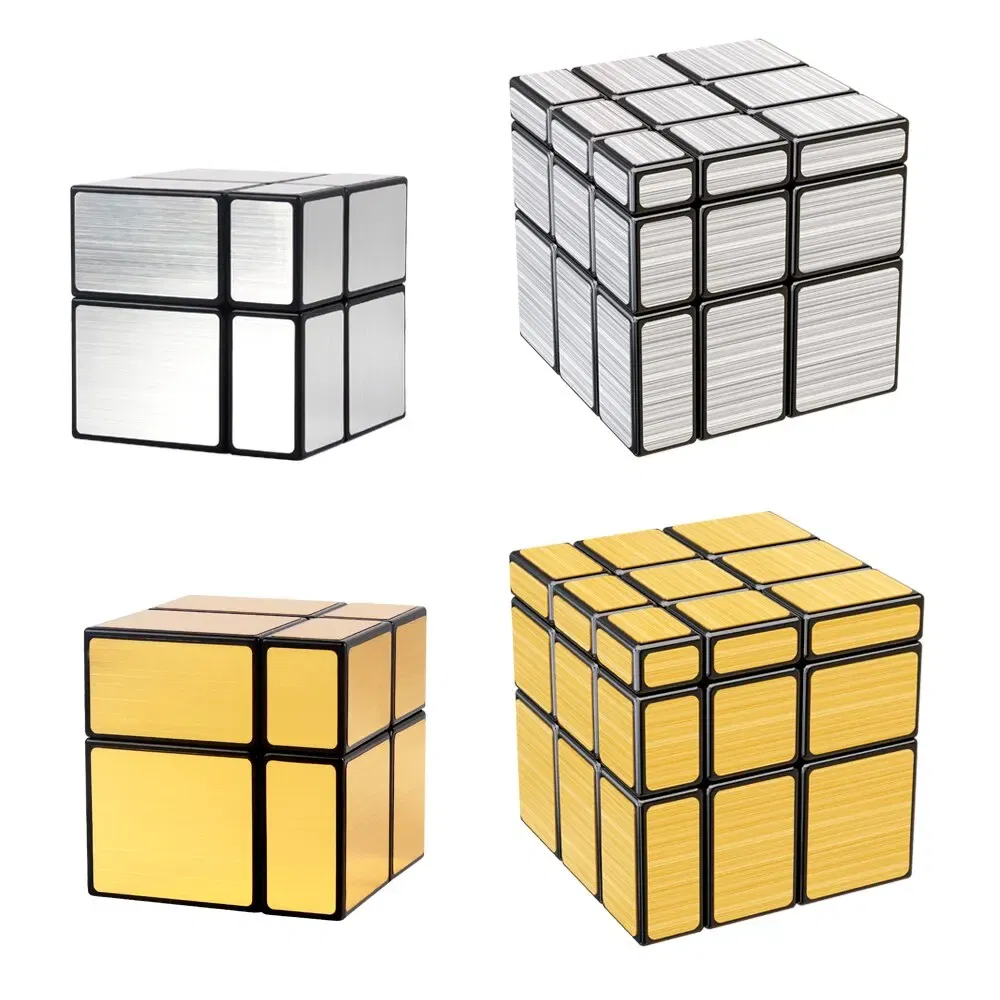Color: Yellow - SENGSO Mirror Magic Cube 2x2 3x3 Golden Silver Magic Cubo Profession Puzzle High Quality Children's Toys