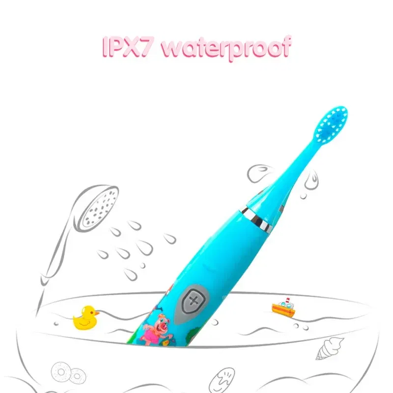 Color: MULTI - Sonic Children Electric Toothbrush Colorful Cartoon Cute Pattern Ultrasonic Rechargeable Soft Hair Smart Brush Oral Cleaning