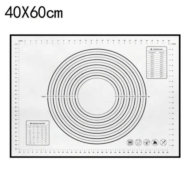 Color: green, Size: L - Large Size Silicone Kneading Pad Non-Stick Surface Rolling Dough Mat With Scale Kitchen Cooking Pastry Sheet Oven Liner Bakeware
