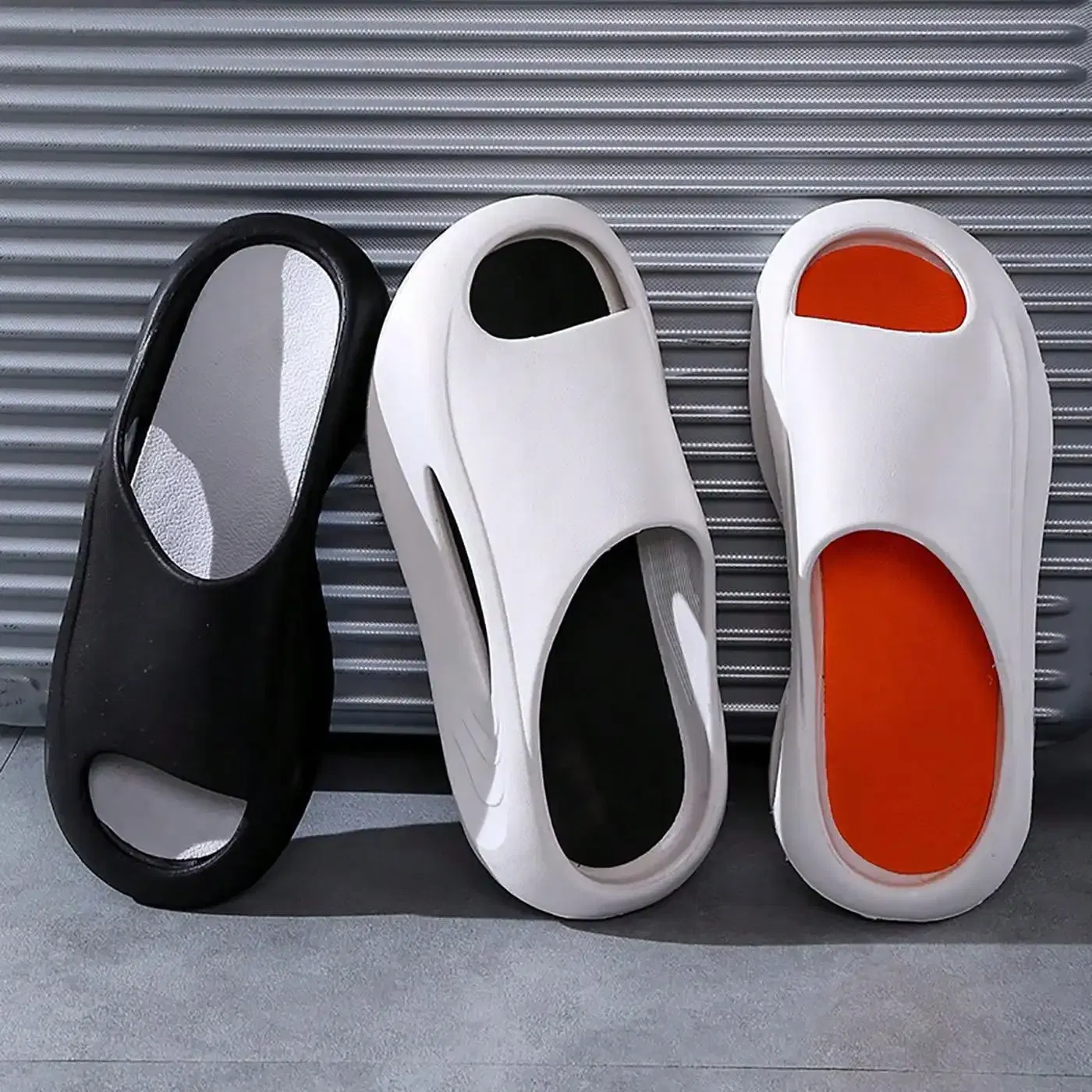 Color: WHITE, Shoe Size: 43 - Summer Slippers for Men and Women Thick Bottom Eva Step on the Poop Feeling Outside Wear Non-slip Casual Bathroom Slippers